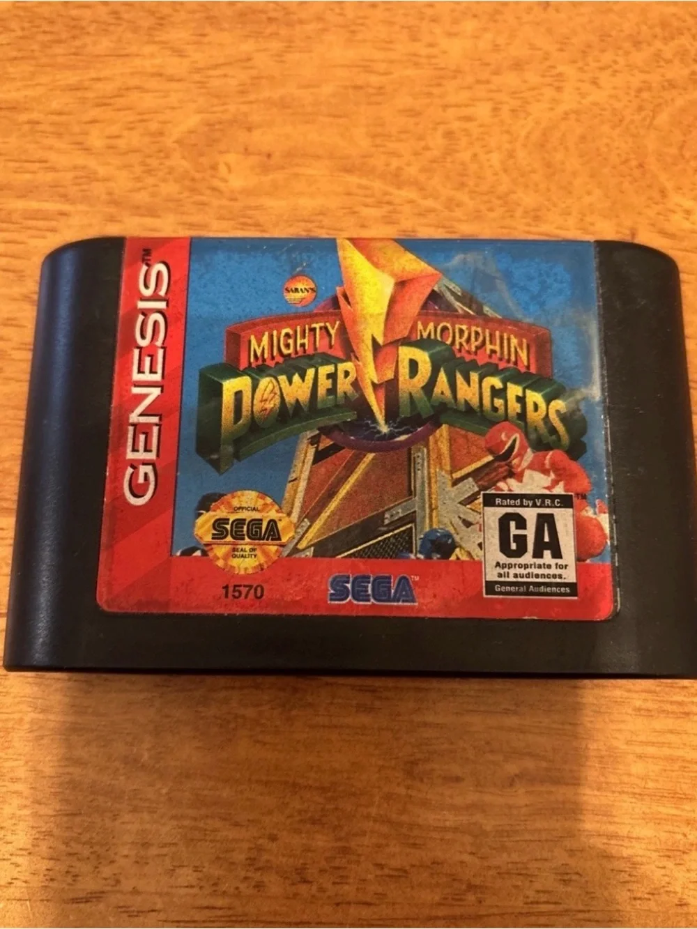SEGA Genesis Mighty Morphin Power Rangers Game Cartridge - Black/Red/Blue